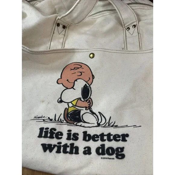 Charlie Brown Snoopy Canvas Tote Bag Life is better with a Dog cafe Press 20x15” Bags